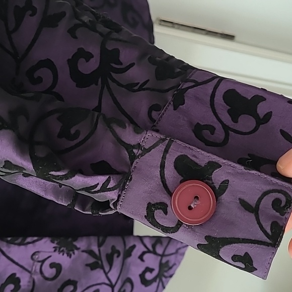 Women's jacket purple with black velvet designs size 10 - Picture 4 of 9